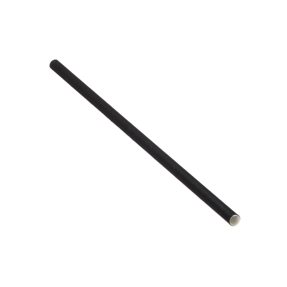 PAPER STRAW 200MM X 6MM BLACK PK5000