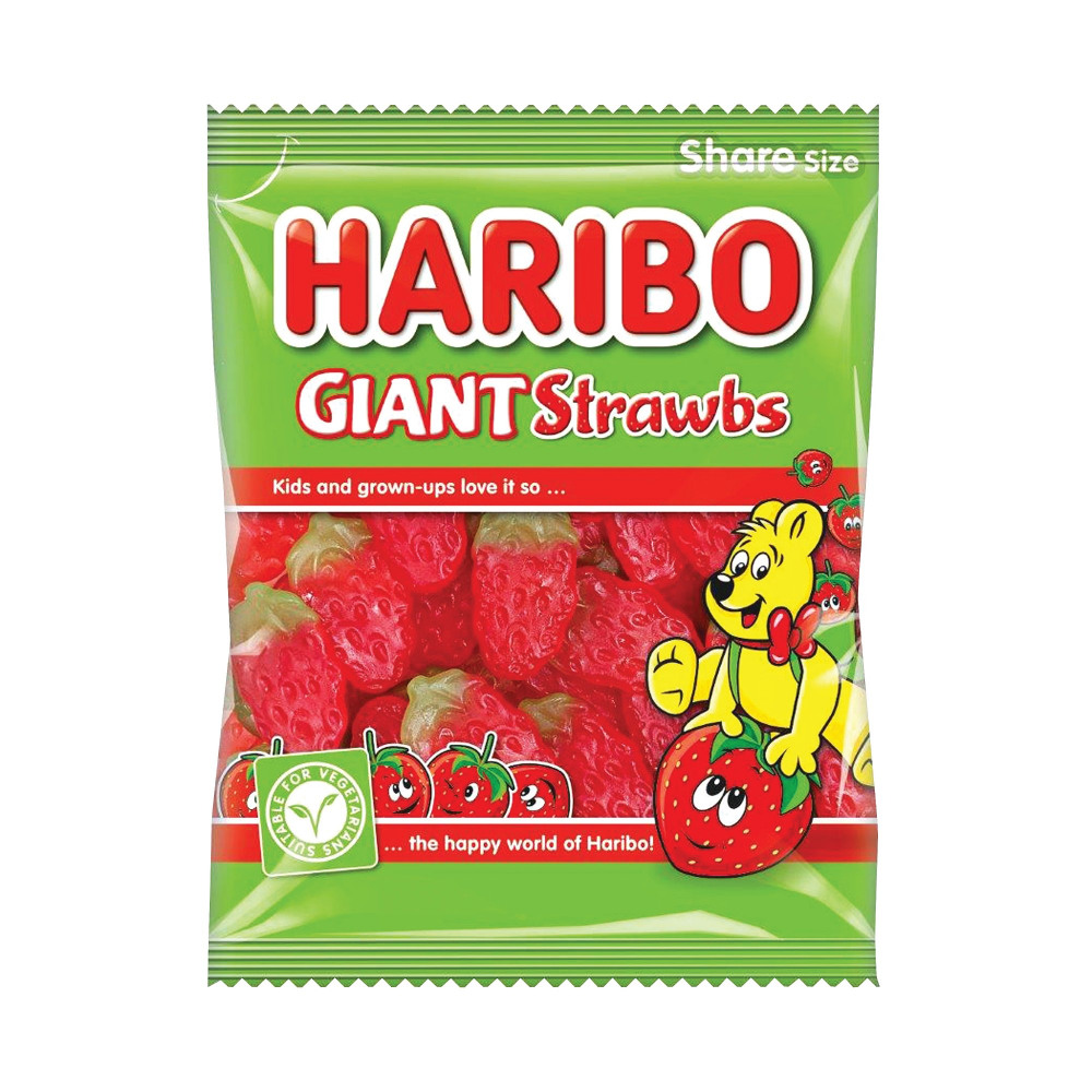 HARIBO GIANT STRAWBS BAG 160G PK12