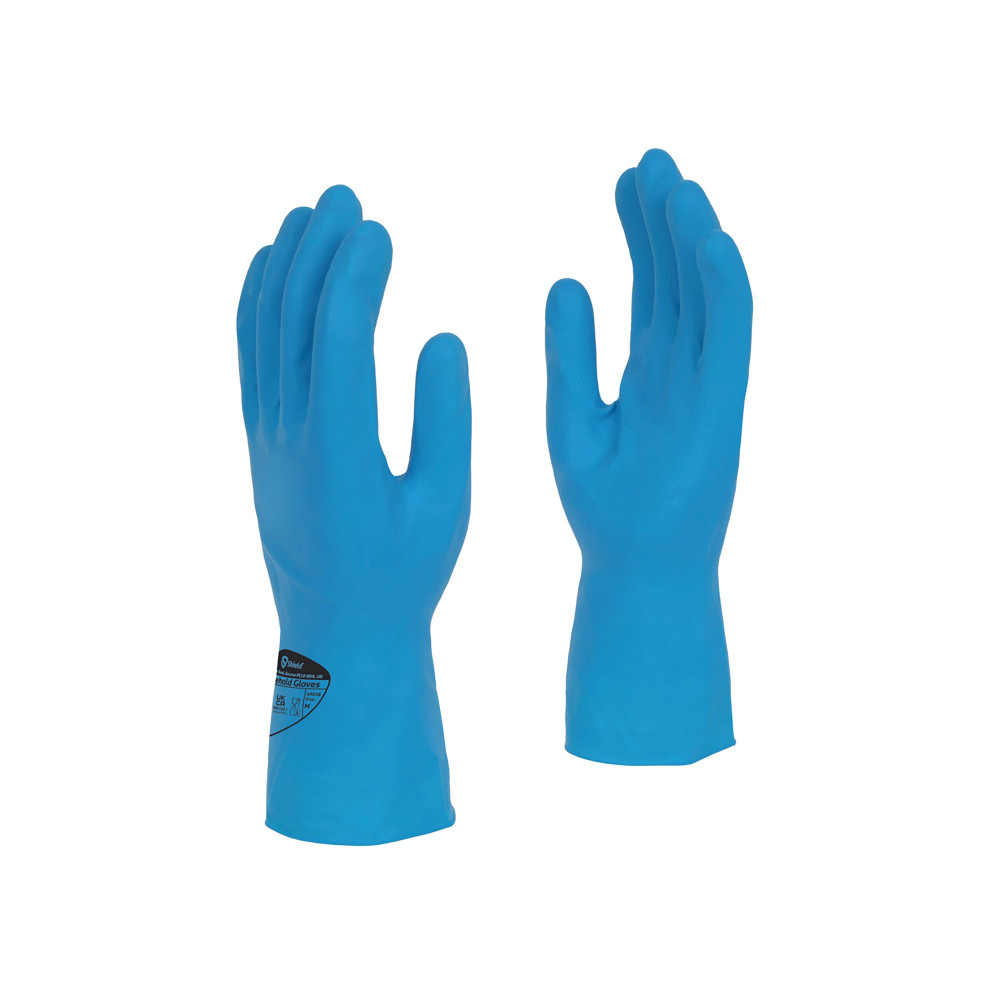LATEX RUBBER HHD GLOVE L BLUE PK12