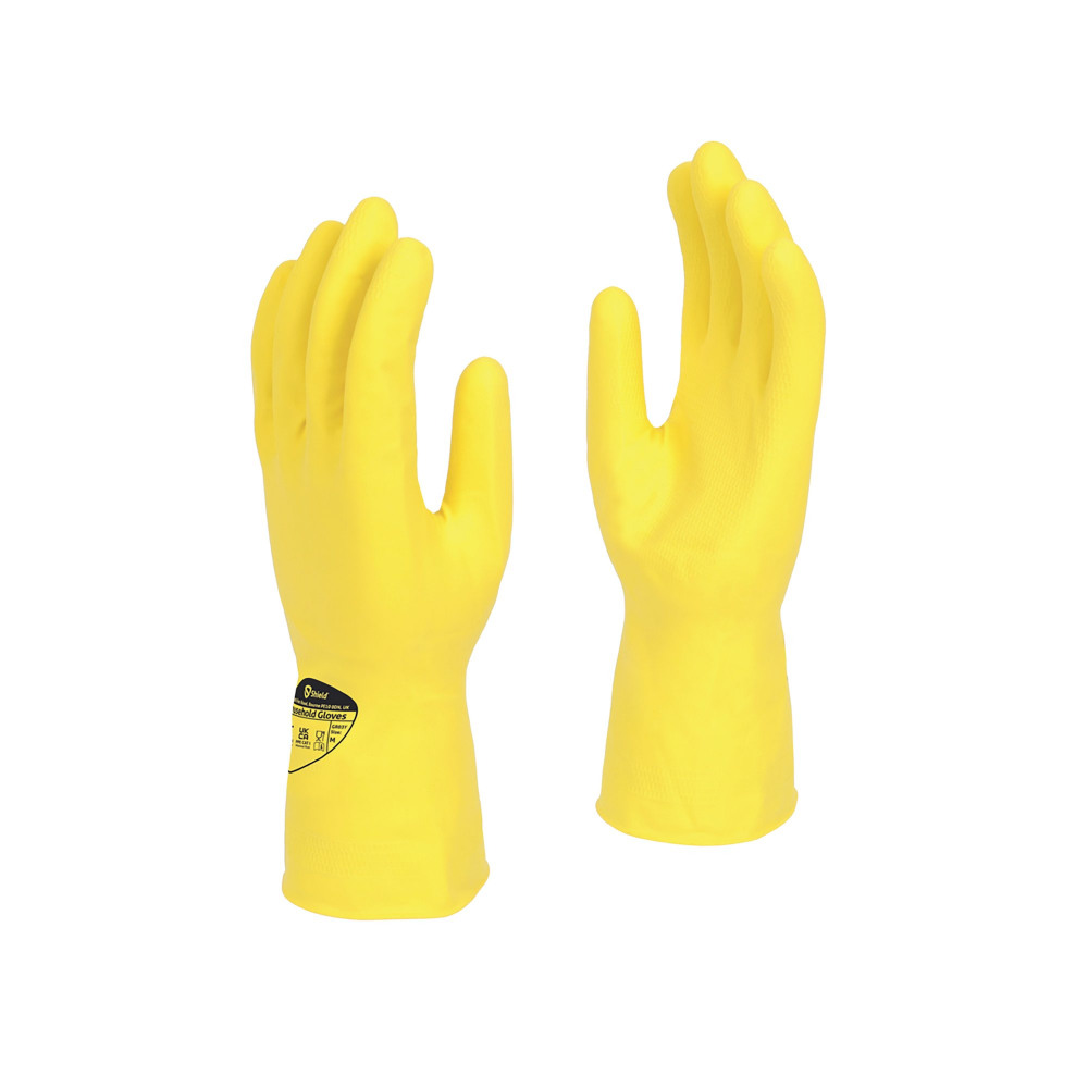LATEX RUBBER HHD GLOVE L YELLOW PK12