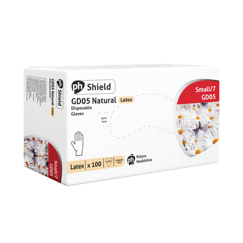 SHIELD PF LATEX GLOVES SML P100 GD05