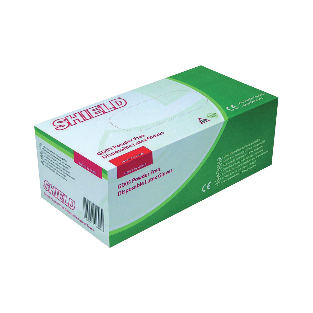 SHIELD P/F LATEX GLOVES S PK1000