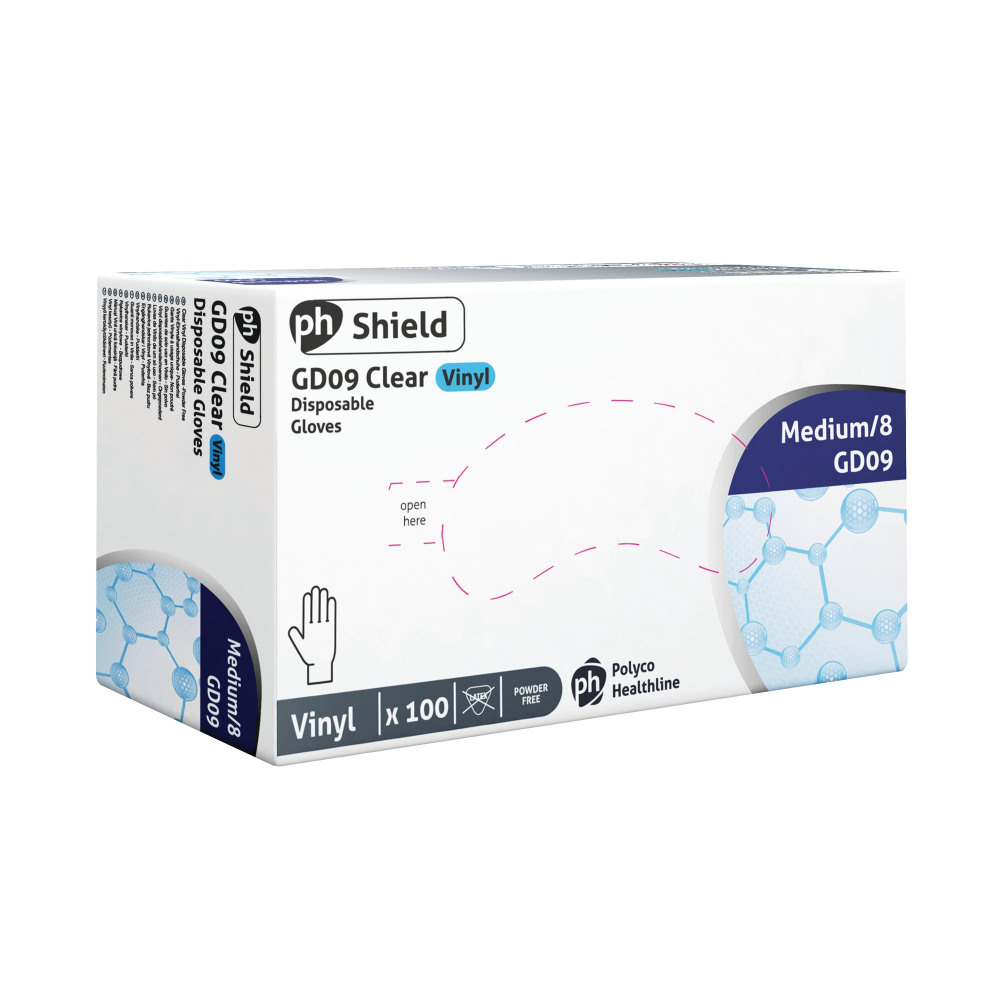 SHIELD PF VINYL GLOVES M PK100