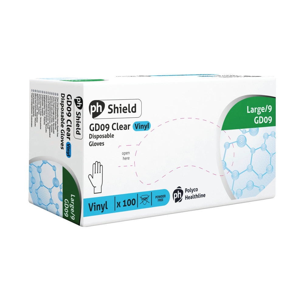 SHIELD PF VINYL GLOVES L PK100
