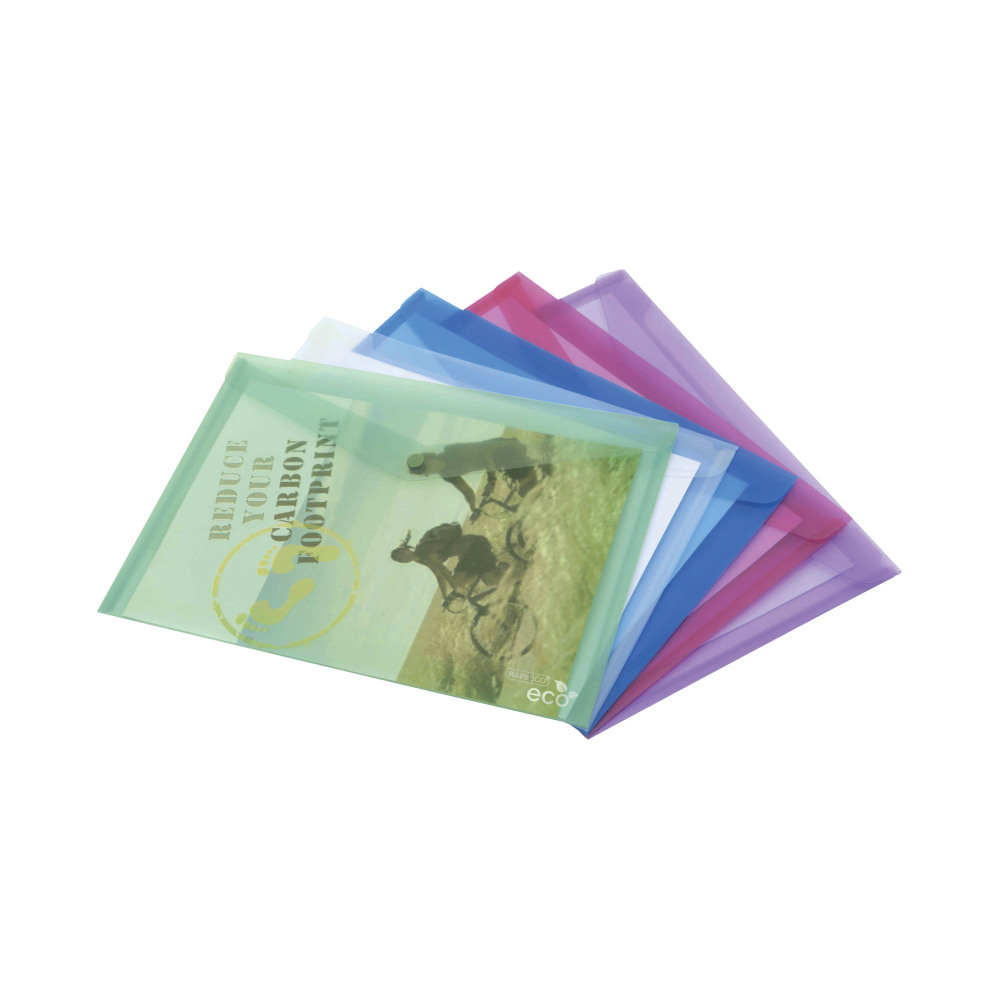 ECO POPPER WALLET A4 ASSRTD COLOURS PK5