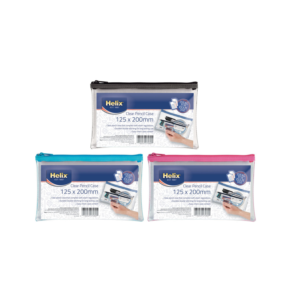 HELIX 8X5IN PVC PENCIL CASE CLR PK12
