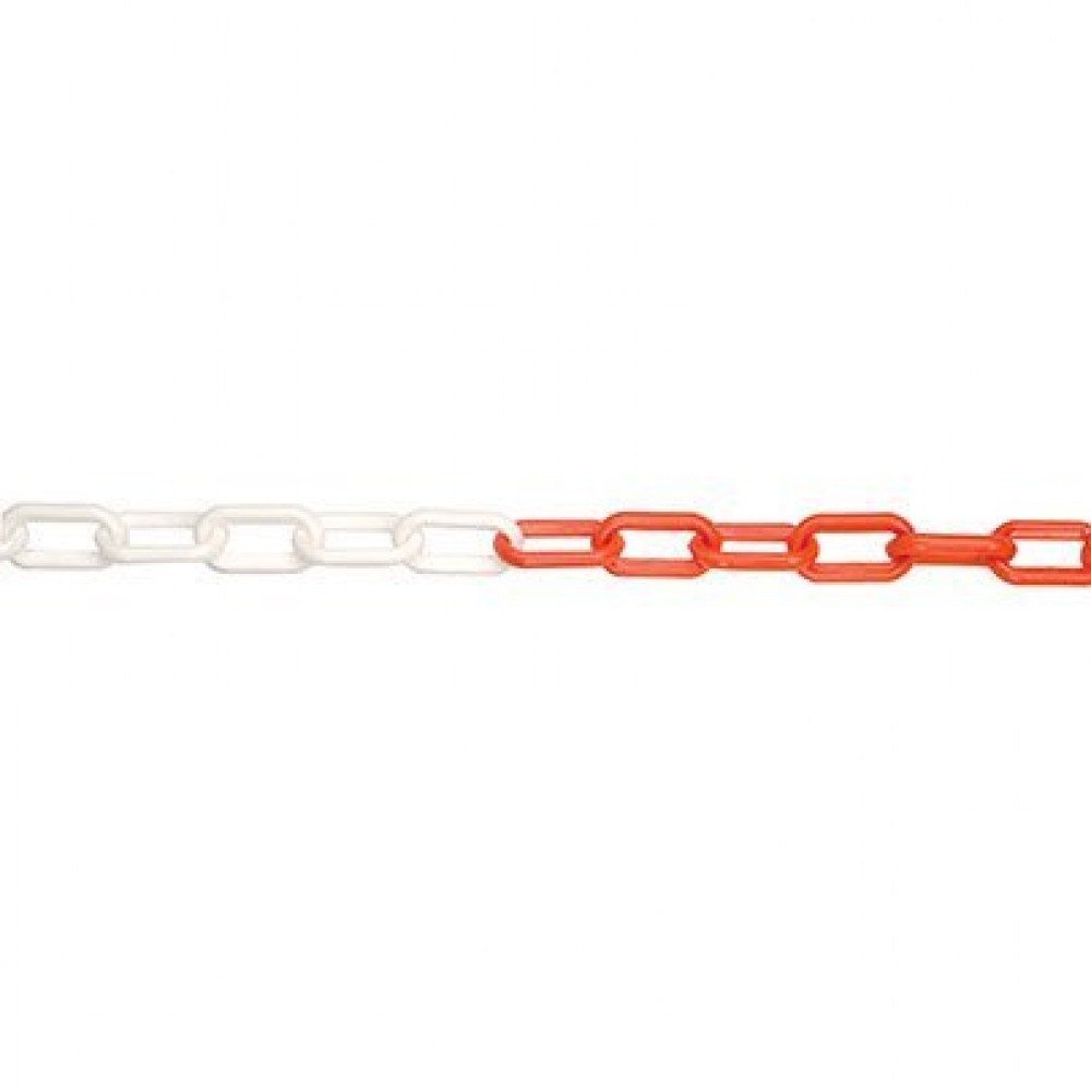 RED/WHITE PLASTIC CHAIN 6MM X 25M