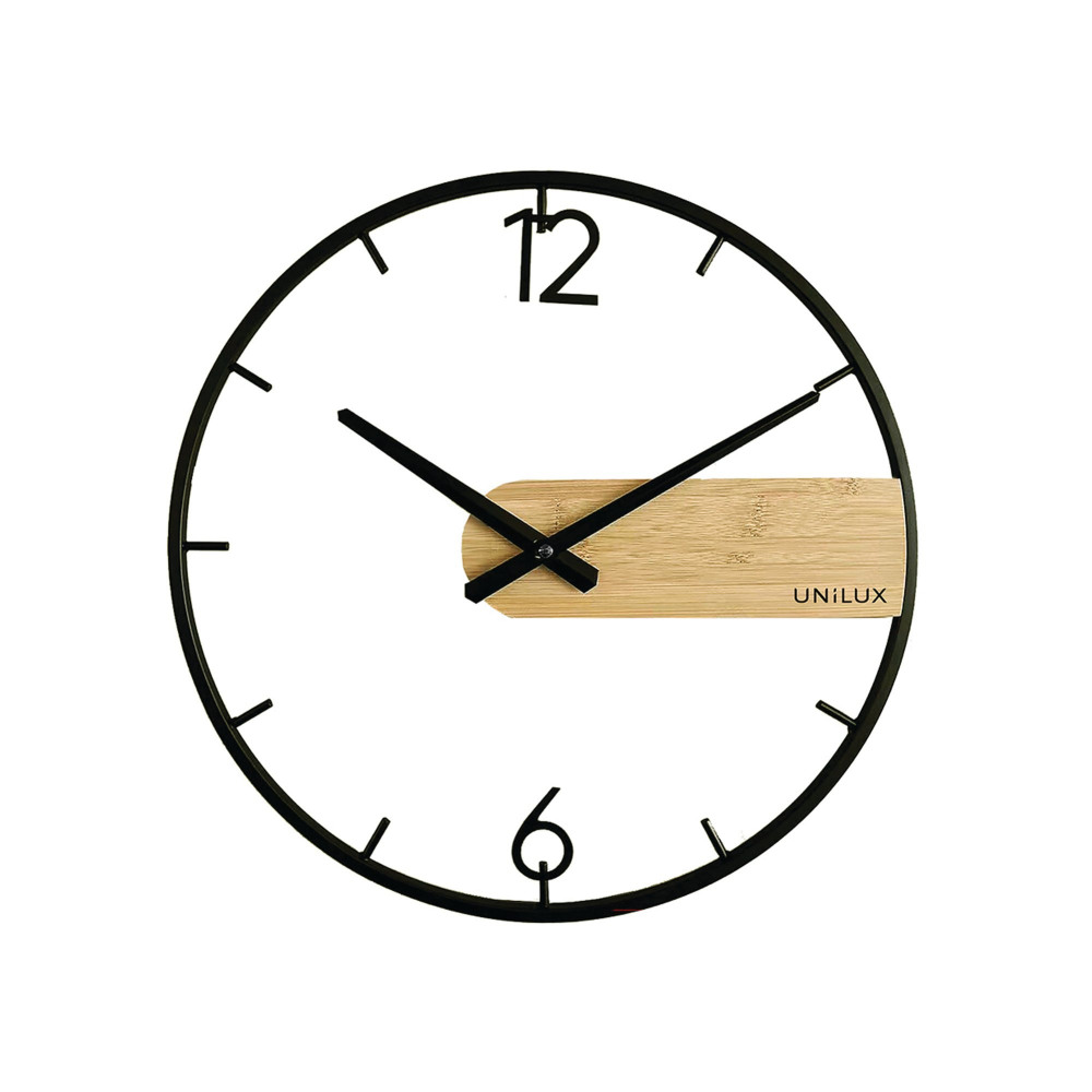 UNILUX CIRCLE WALL CLOCK BAMBOO/BLK