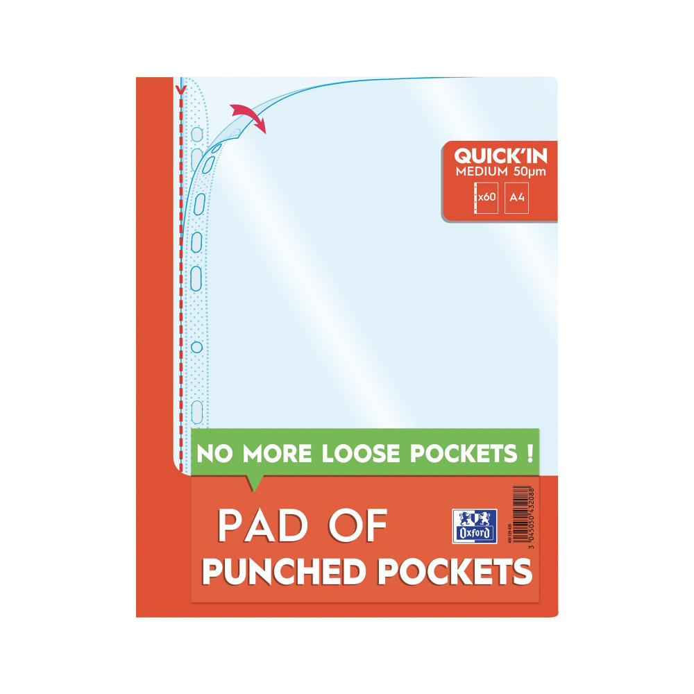 OXFORD PUNCHED POCKET PAD 60PKT A4