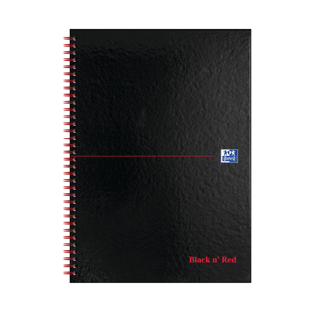 BLACK N RED HB WIRE NOTEBOOK A4 PK2