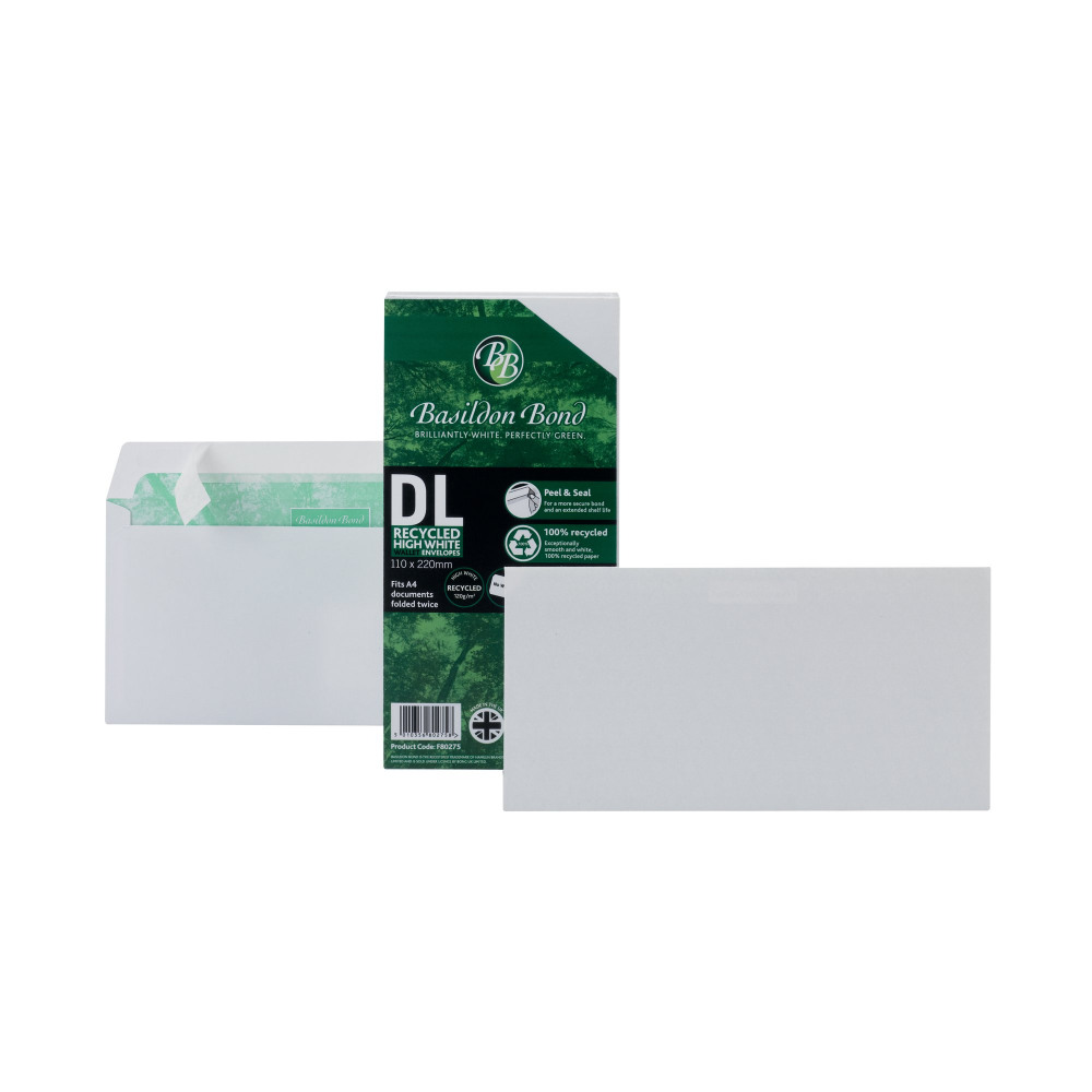 BASILDON DL ENV PEEL SEAL WHT PK100