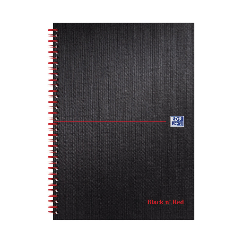 BLACK N RED HB WIRE NOTEBOOK A4 PK5
