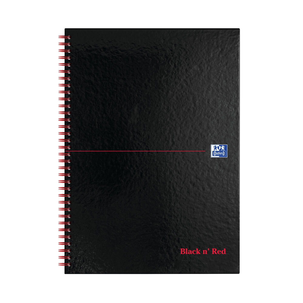 BLACK N RED HB WIRE SQ NOTEBK A4 PK5
