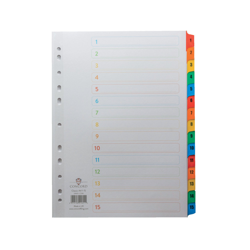 CONCORD INDEX A4 1-15 WHT MULTI CS16