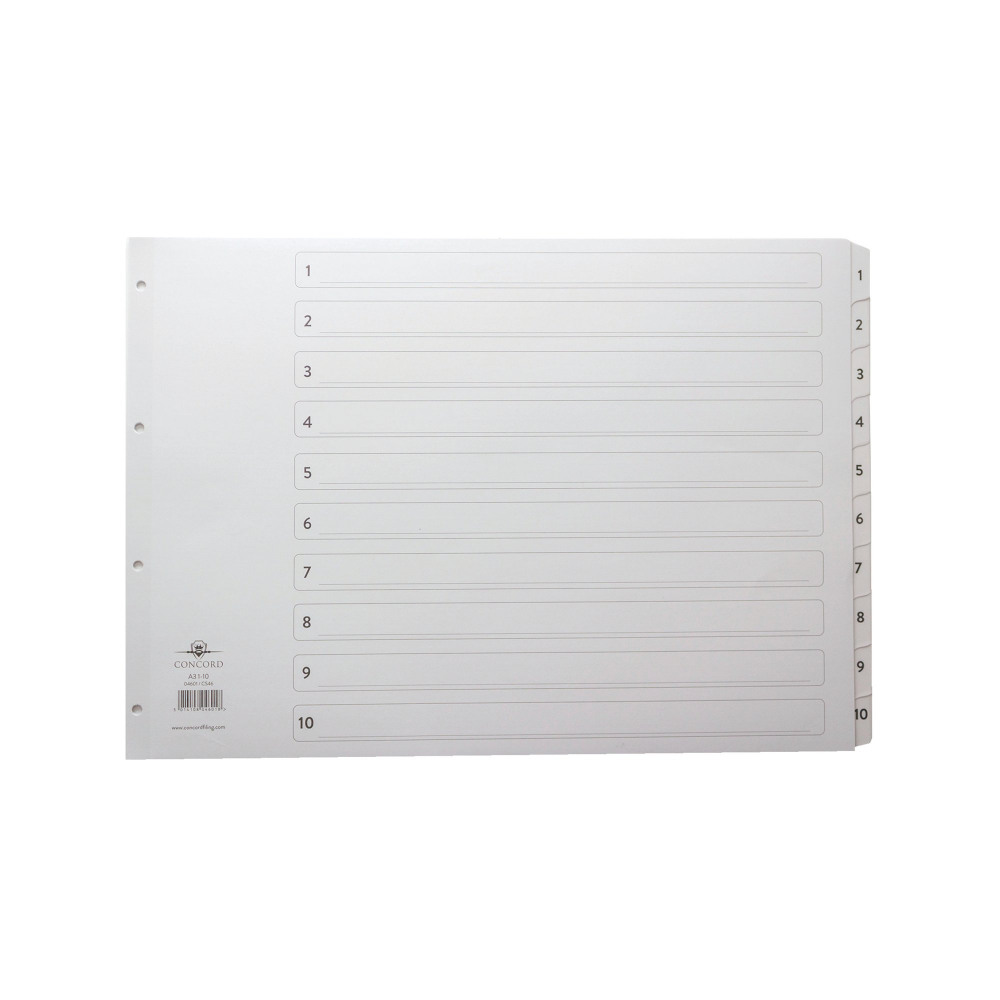 CONCORD CLASC A3 1-10 MYLAR INDX WHT