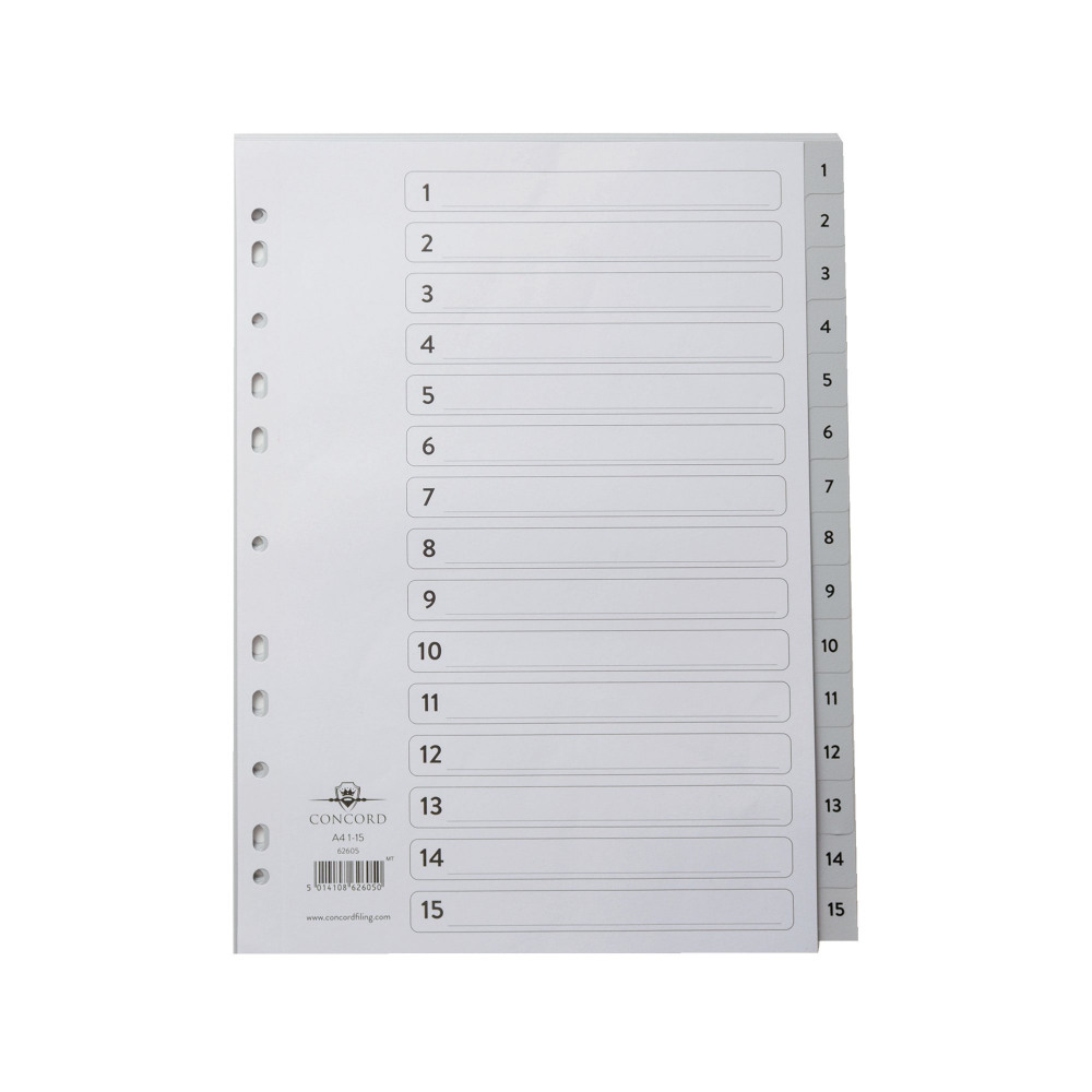 CONCORD PVC INDEX A4 1 TO 15 GREY