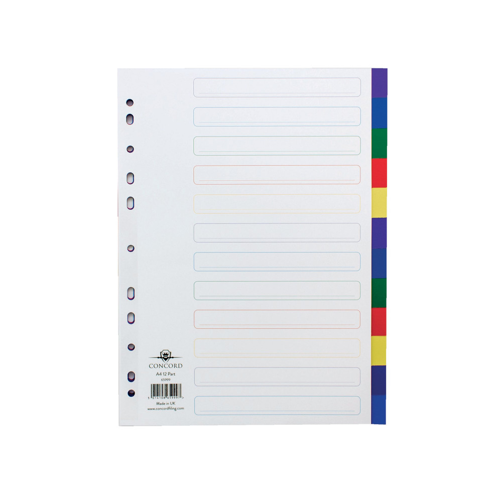 CONCORD DIVIDER A4 12PT PLASTIC