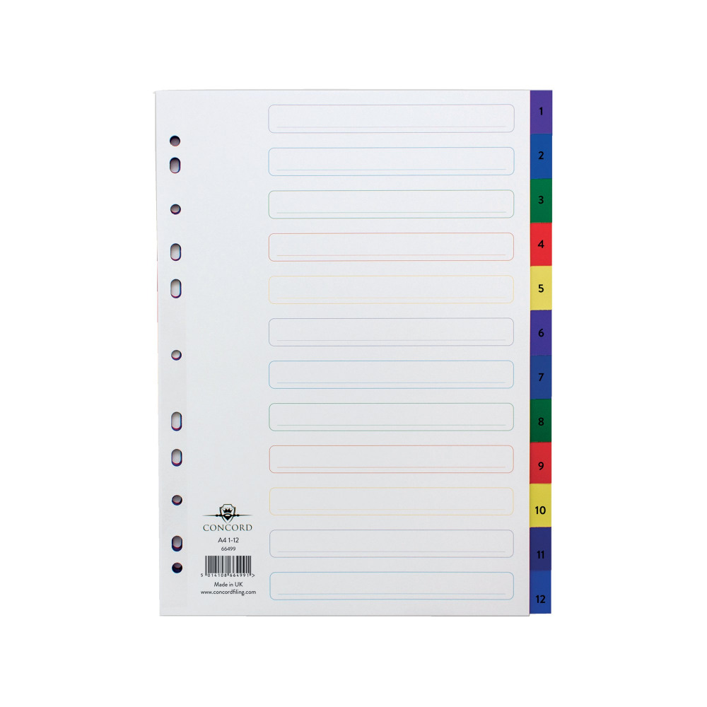 CONCORD INDEX 1-12 A4 MULTICOL 66499