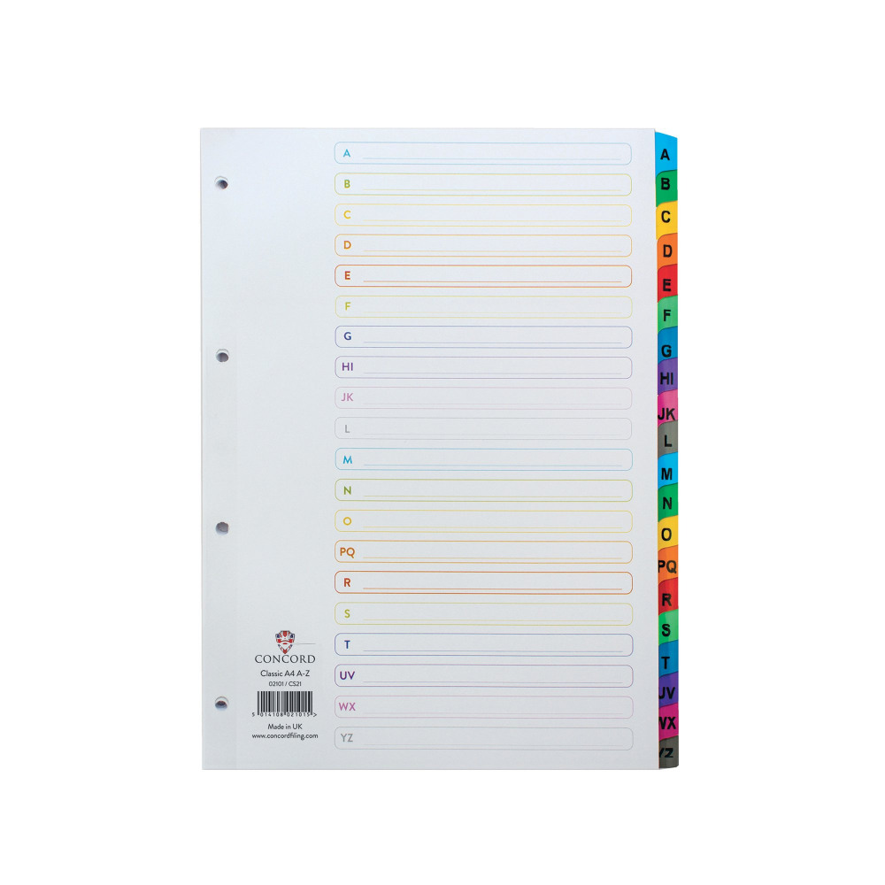 CONCORD M/COLOUR DIVIDERS A-Z CS21