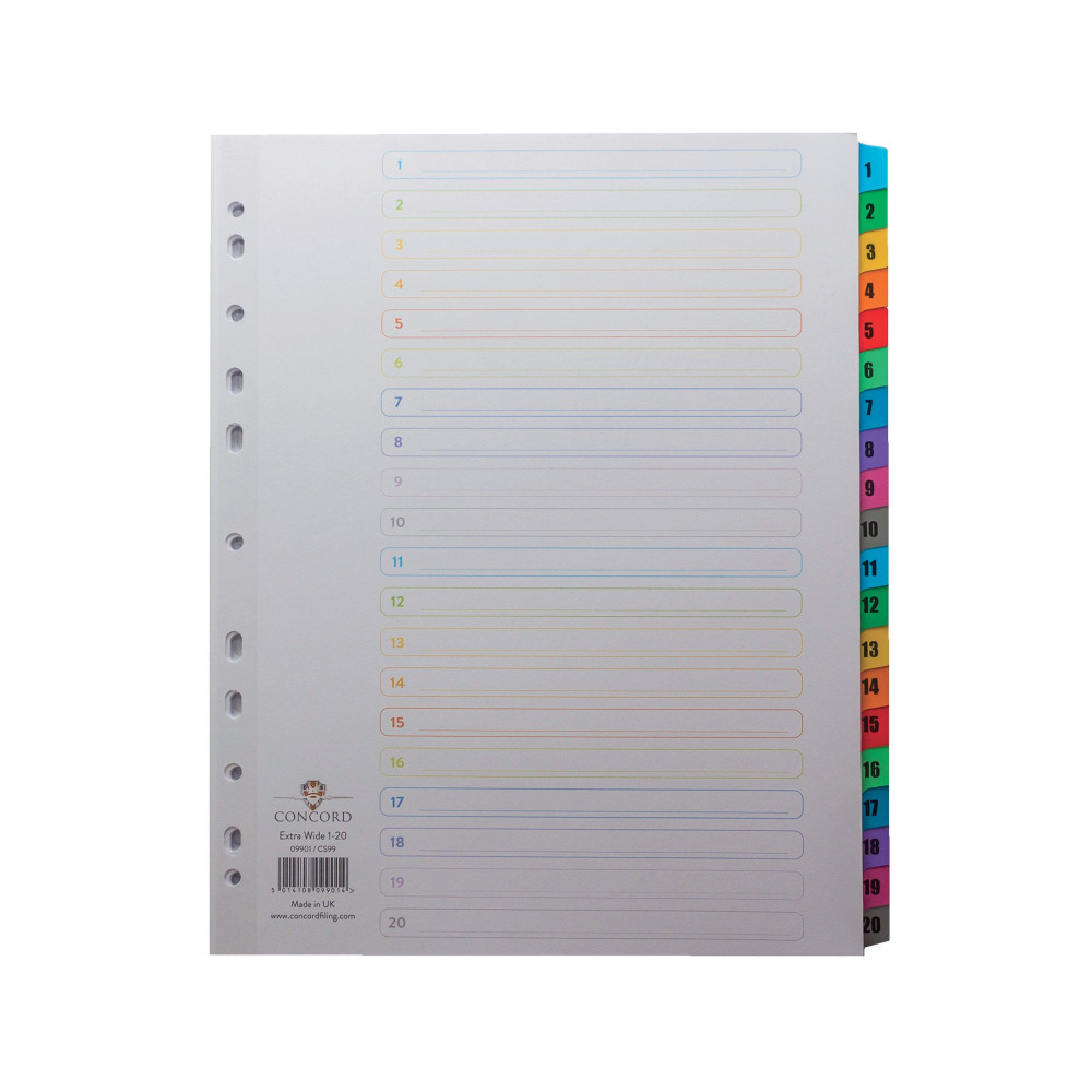 CONCORD INDEX 1-20 A4 EW MULTICOLOUR