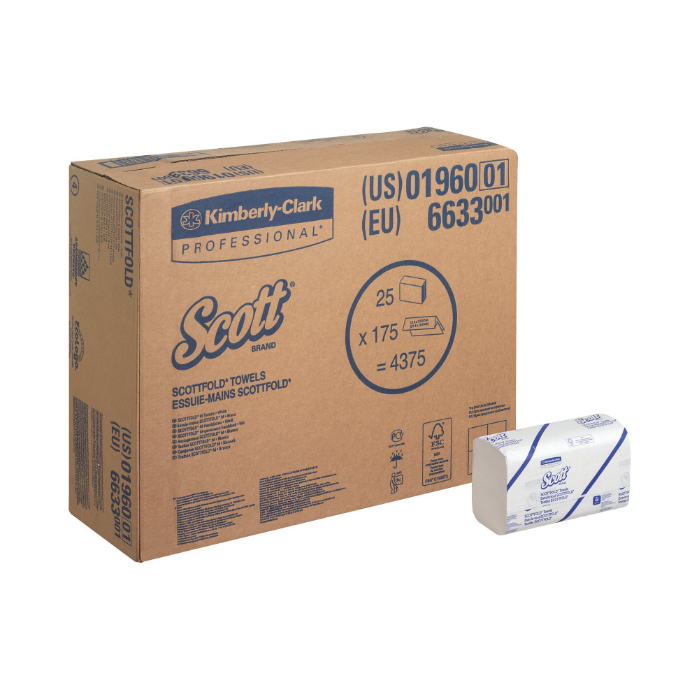 SCOTT FOLD HANDTWL WHITE PK25