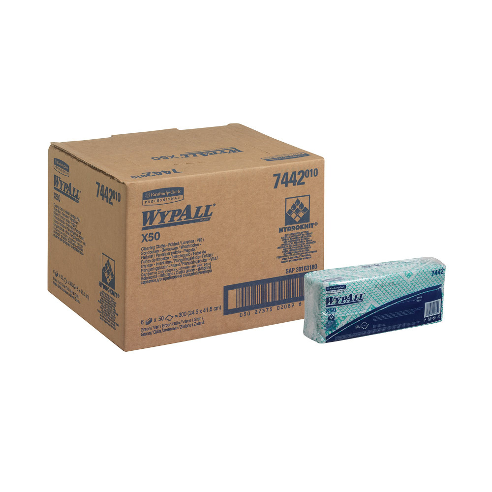 WYPALL X50 CLEANING CLOTHS GRN PK50
