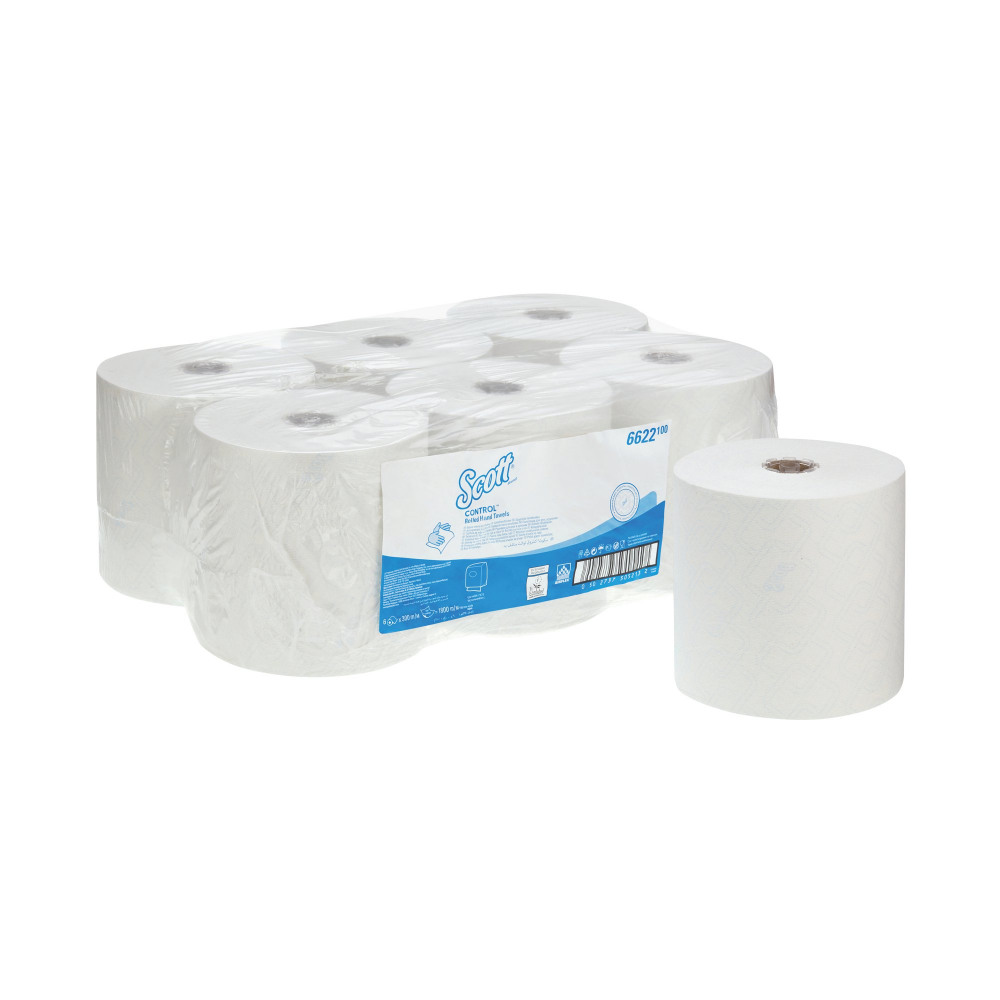 SCOTT CONTROL HAND TWL ROLL WHT PK6