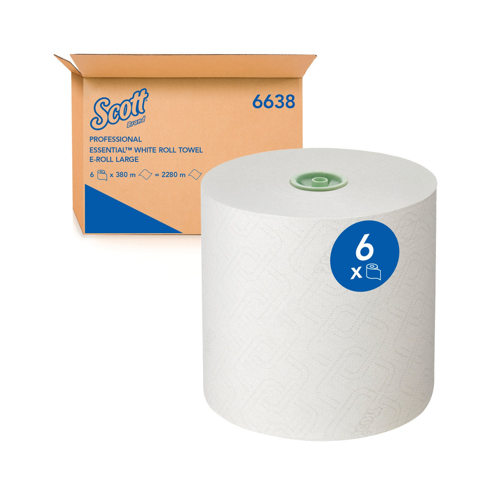 SCOTT ES 1PLY H/TWL ERLL LRG WHT PK6