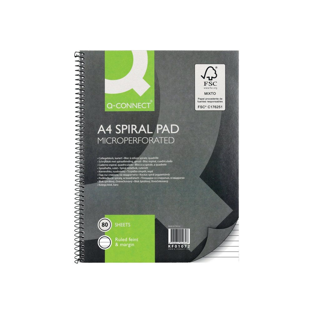 Q-CONNECT RULED SPIRAL SC PAD A4 PK5