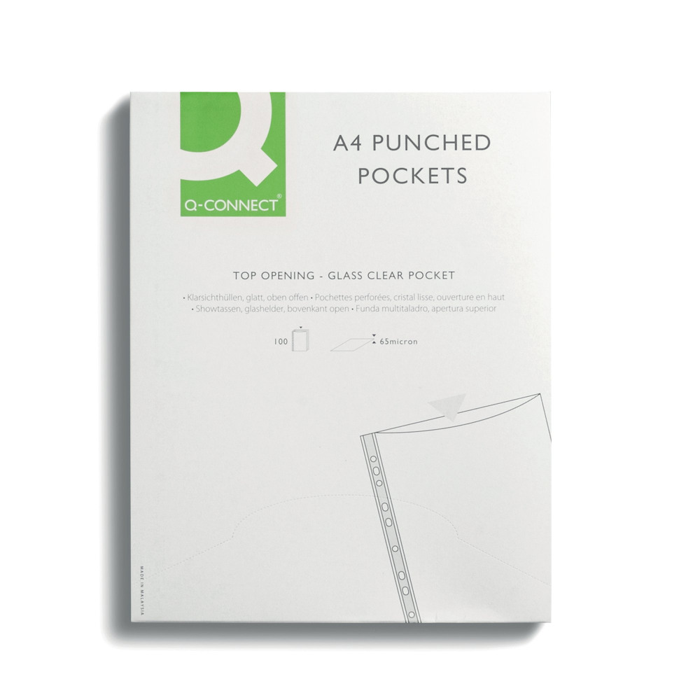 Q-CONNECT PUNCHED POCKET GLASS PK100
