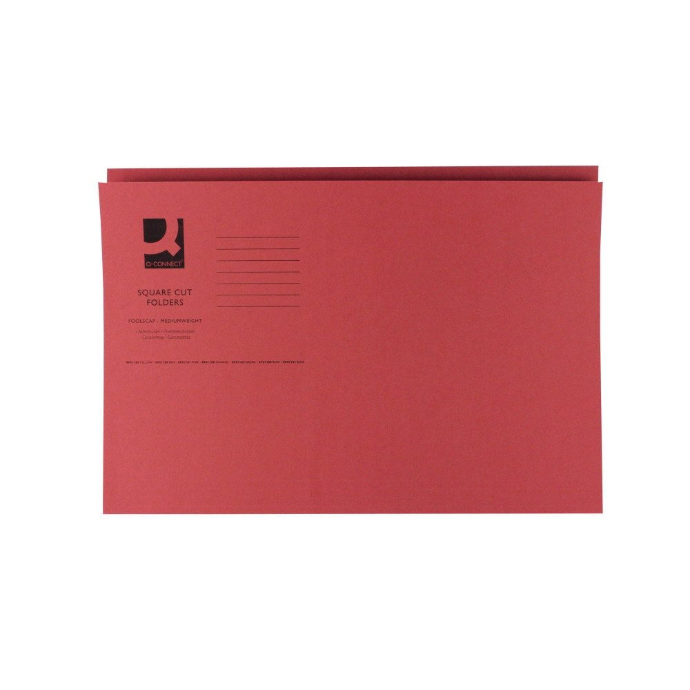 Q-CONNECT SQ CUT FOLDER FC RED PK100