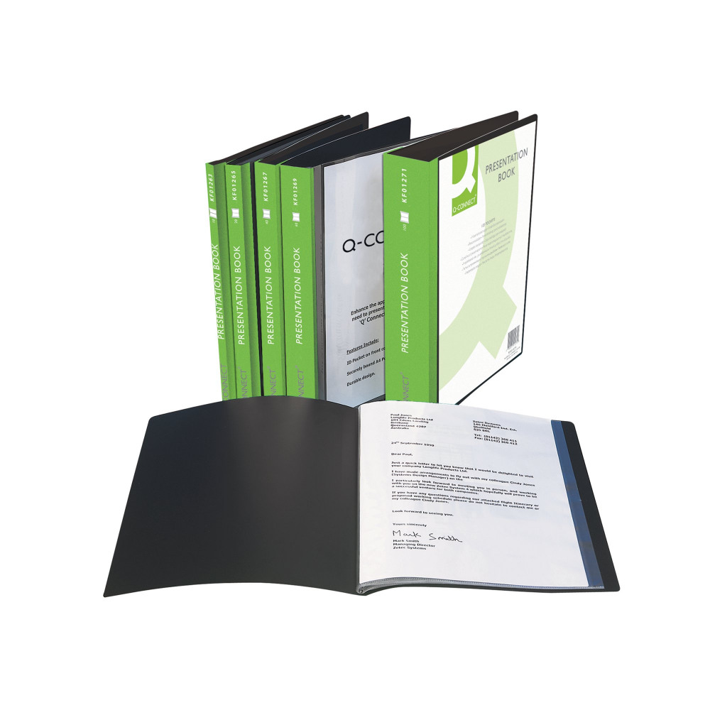 Q-CONNECT PRES DSP BOOK 10PKT BLK