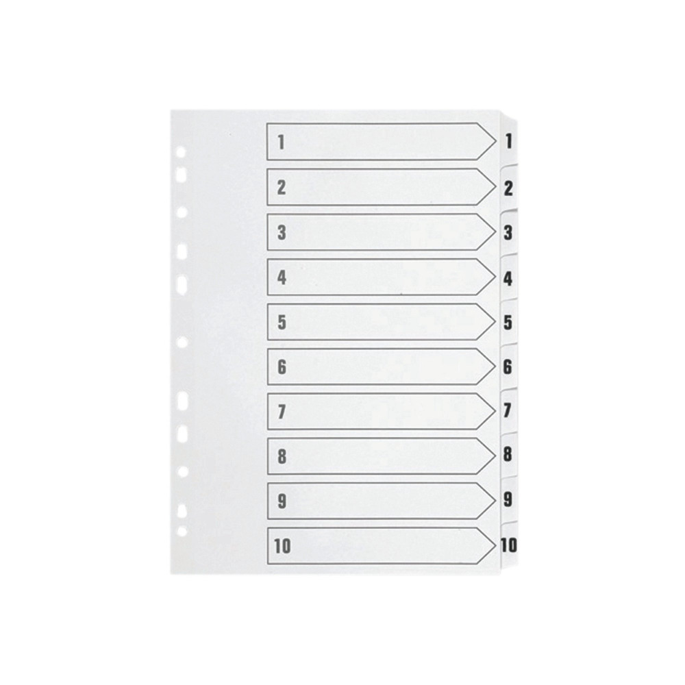 Q CONNECT INDEX 1-10 POLYPROP WHITE