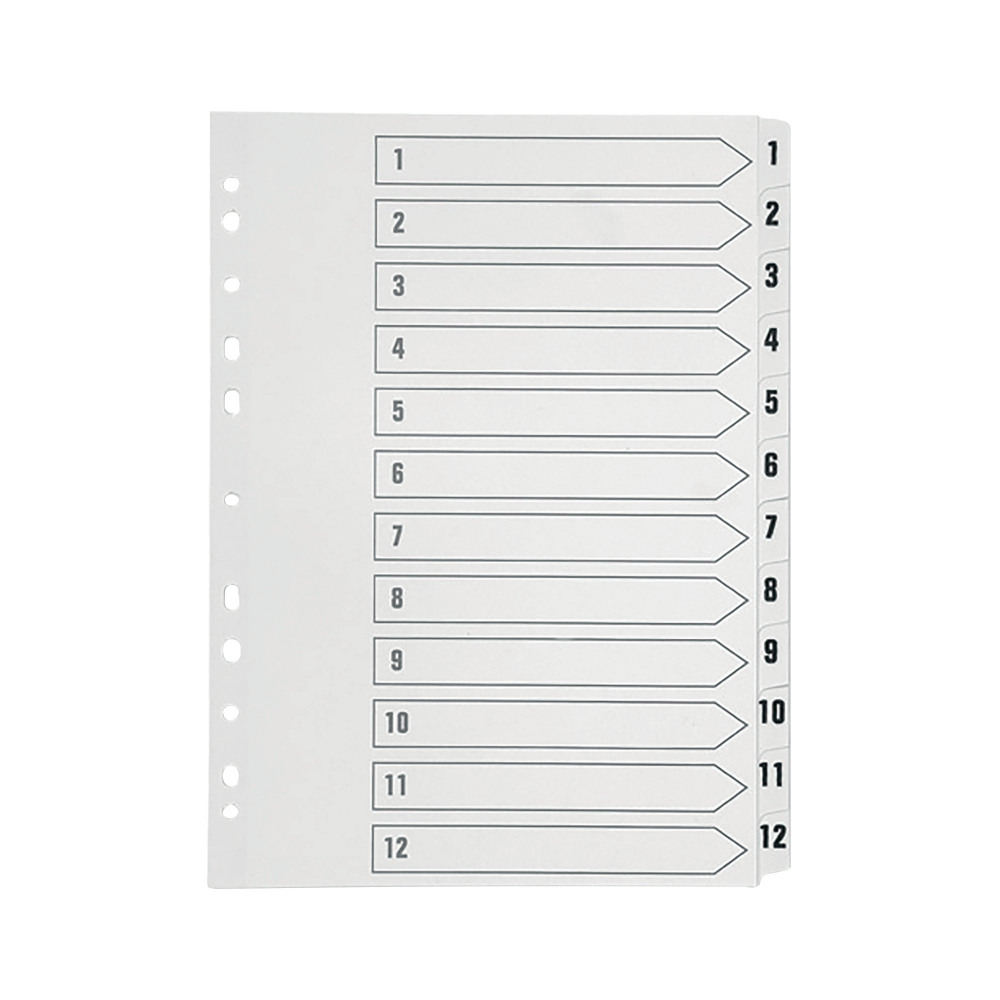Q CONNECT INDEX 1-12 POLYPROP WHITE