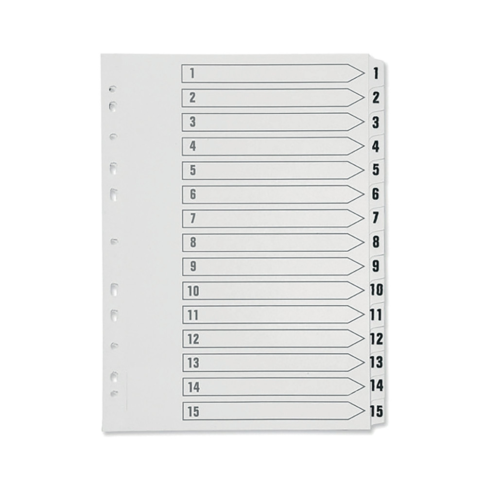 Q CONNECT INDEX 1-15 POLYPROP WHITE