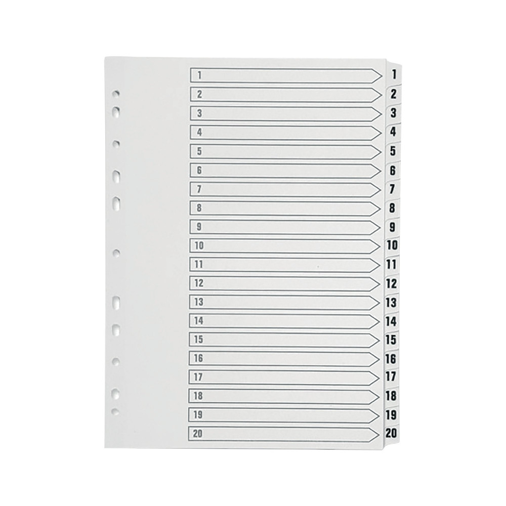 Q CONNECT INDEX 1-20 POLYPROP WHITE