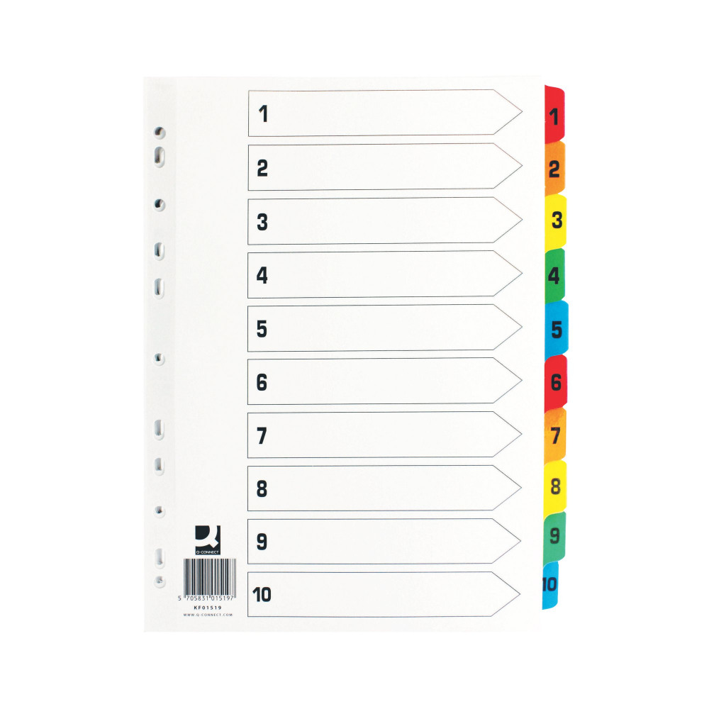 Q-CONNECT 1-10 INDEX MULTITAB WHT A4