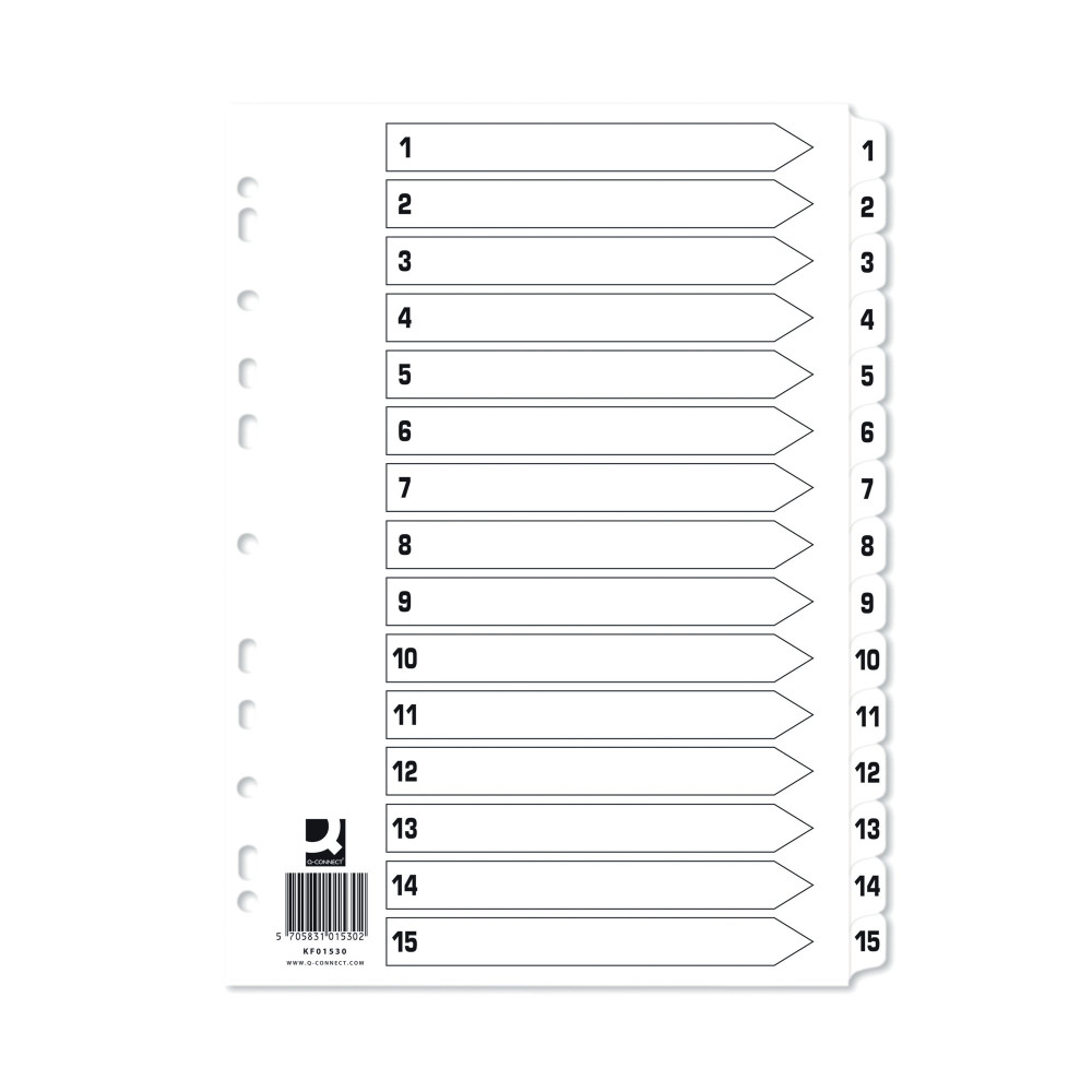 Q-CONNECT INDEX 1-15 BOARD REINF WHT