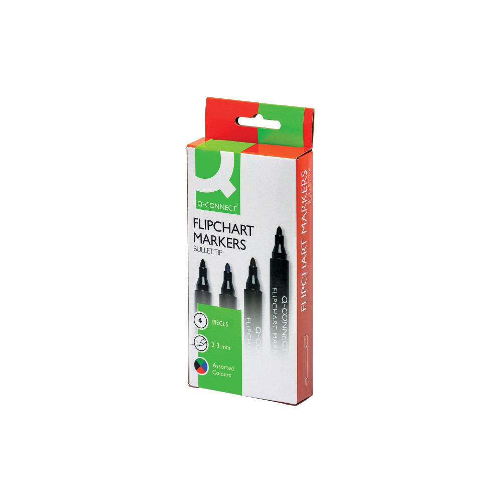 Q-CONNECT FLIPCHART MARKER WLT OF 4