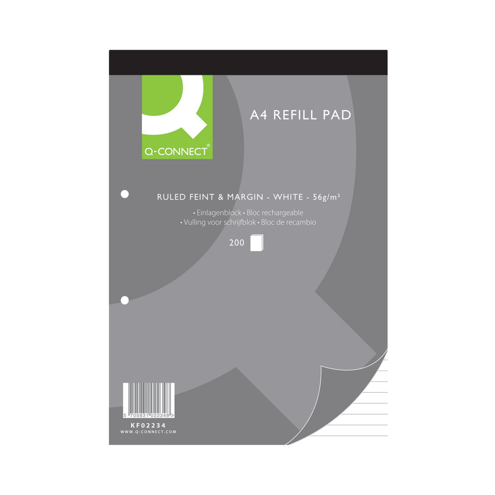 Q-CONNECT RULED REFILL PAD 200PG PK5