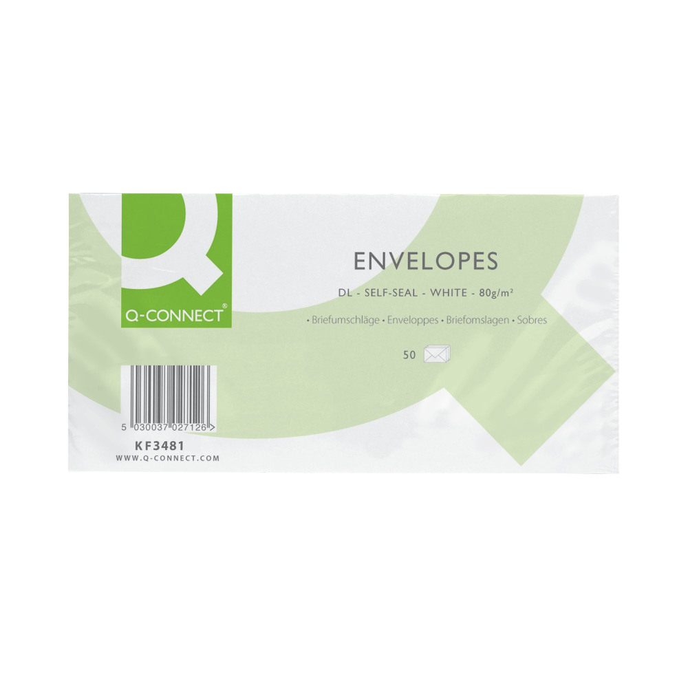 DL ENVELOPES WALLET 80GSM WHT PK1000
