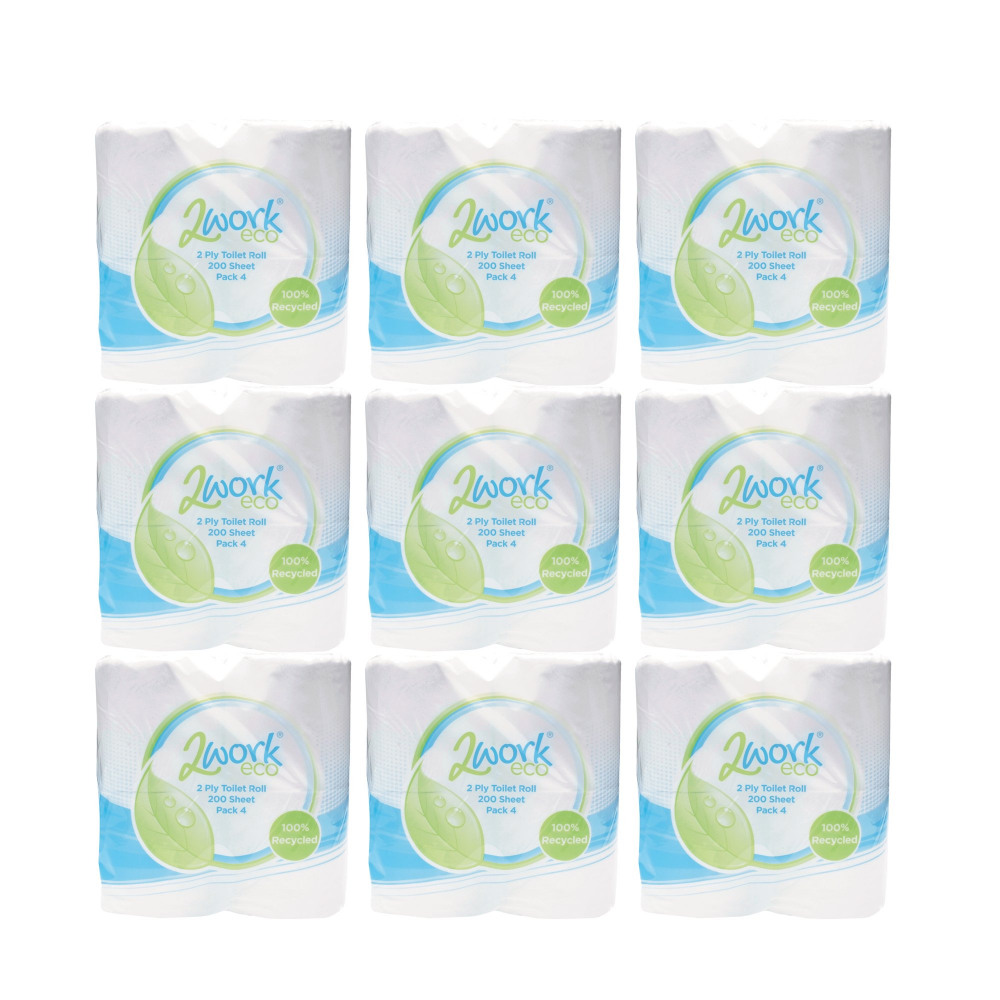 2WORK RCYC TOILET ROLL 200SH PK36