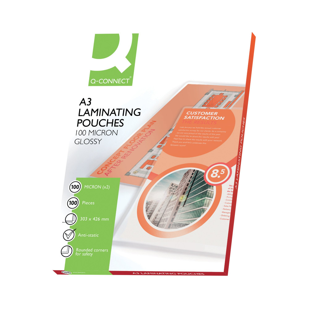Q-CONNECT LAMINATING POUCH A3 PK100