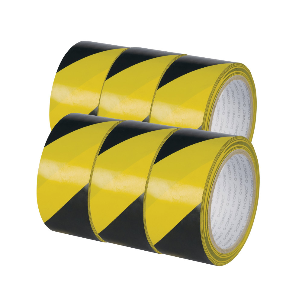 Q CONN HAZARD TAPE 48MM YLW BLK PK6