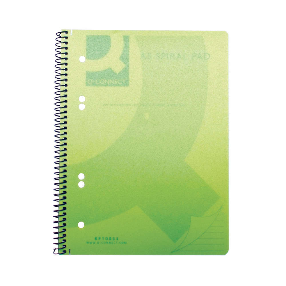 Q-CONNECT PP SPIRAL PAD A5 GREEN PK5