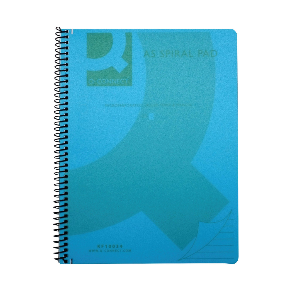 Q-CONNECT SPIRAL PP NBK A5 BLUE PK5
