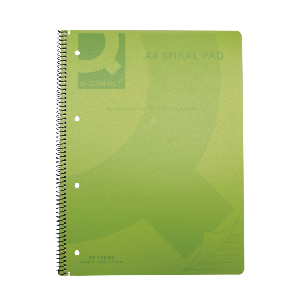 Q-CONNECT PP SPIRAL PAD A4 GREEN PK5