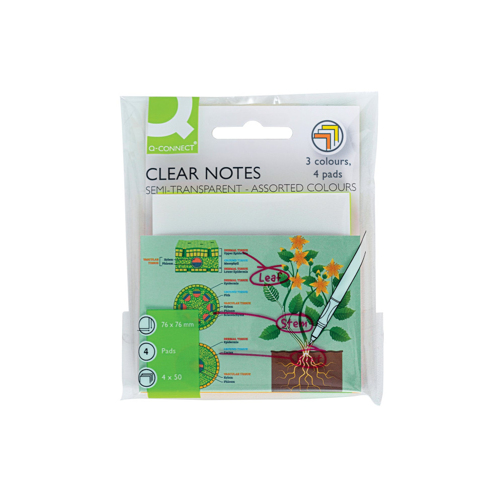 Q-CONNECT CLR NOTES 76X76MM AST PK4