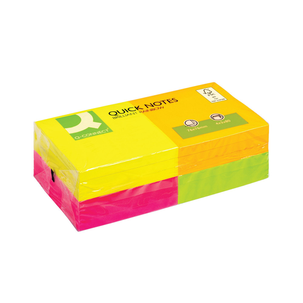 Q-CONNECT NEON QUICK NOTE 76X76 PK12