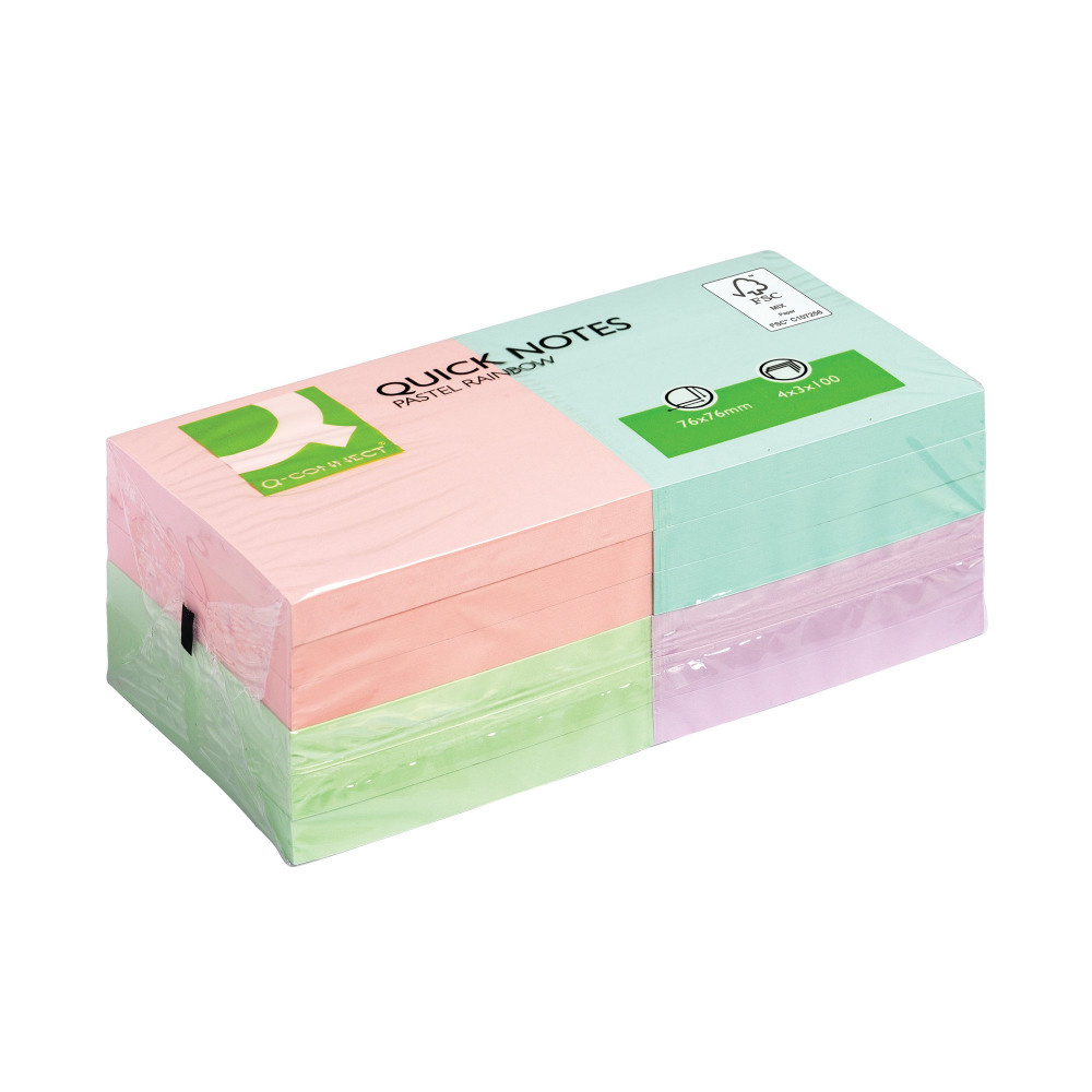 Q-CONNECT PASTEL QUICK NOTE PAD PK12